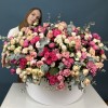 101 кустовая и пионовидная Роза в большой коробке Нежный MIX