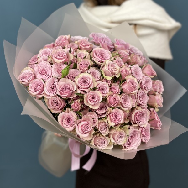 25 сиреневых кустовых роз Лейла