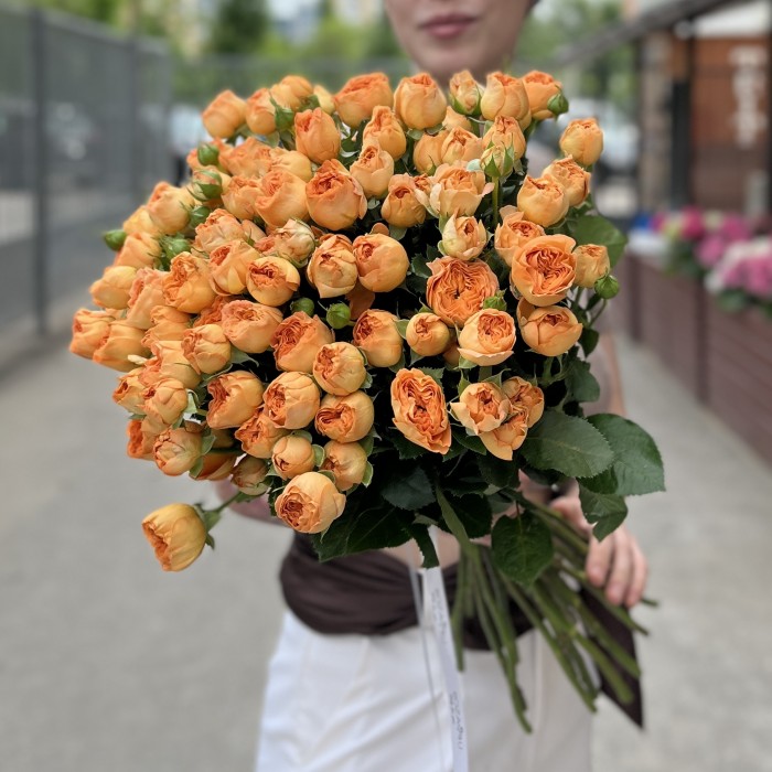 Кустовая пионовидная оранжевая Роза Оранж Трендсеттер 50см