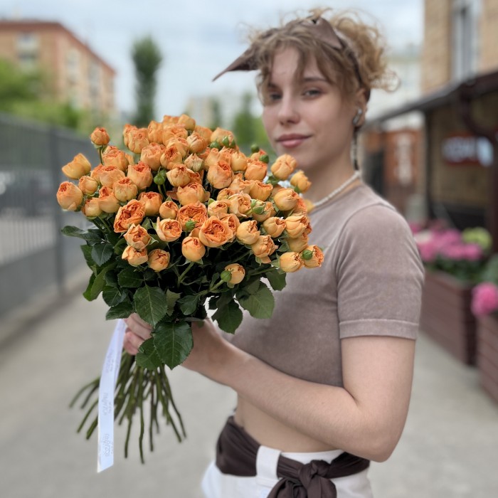 Кустовая пионовидная оранжевая Роза Оранж Трендсеттер 50см