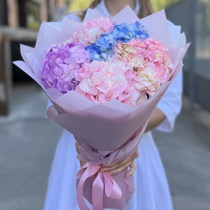 5 нежных гортензий микс