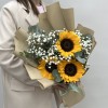 3 подсолнуха с гипсофилой