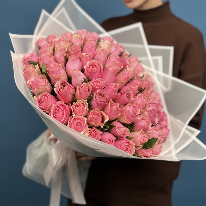 101 розовая роза Селеб 40 см