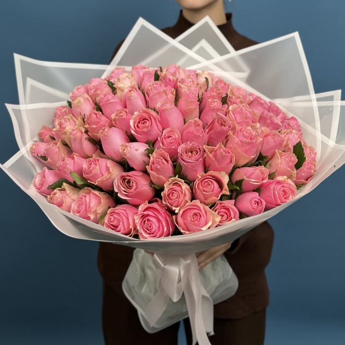 101 розовая роза Селеб 40 см
