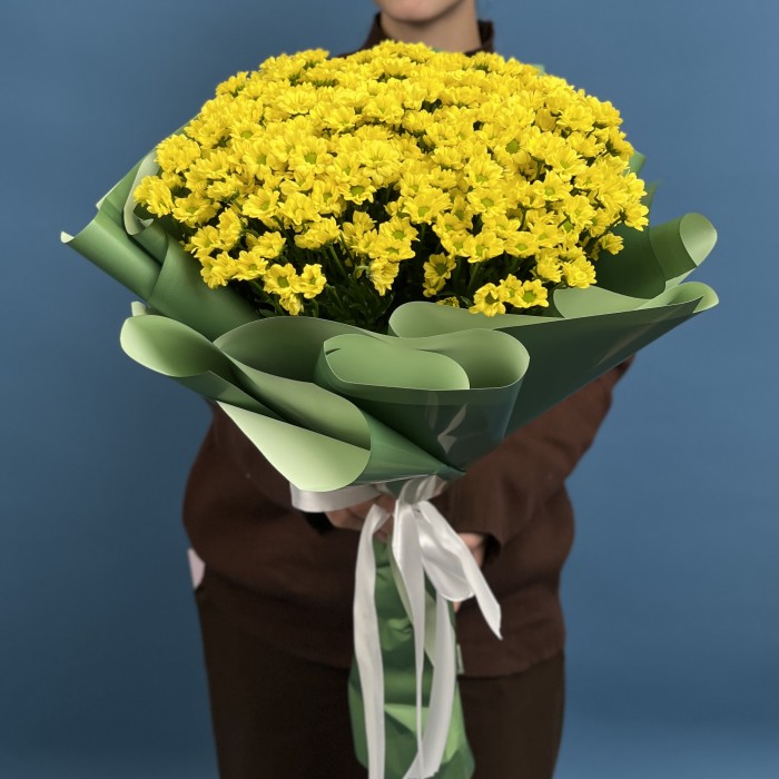 11 желтых хризантем сантини