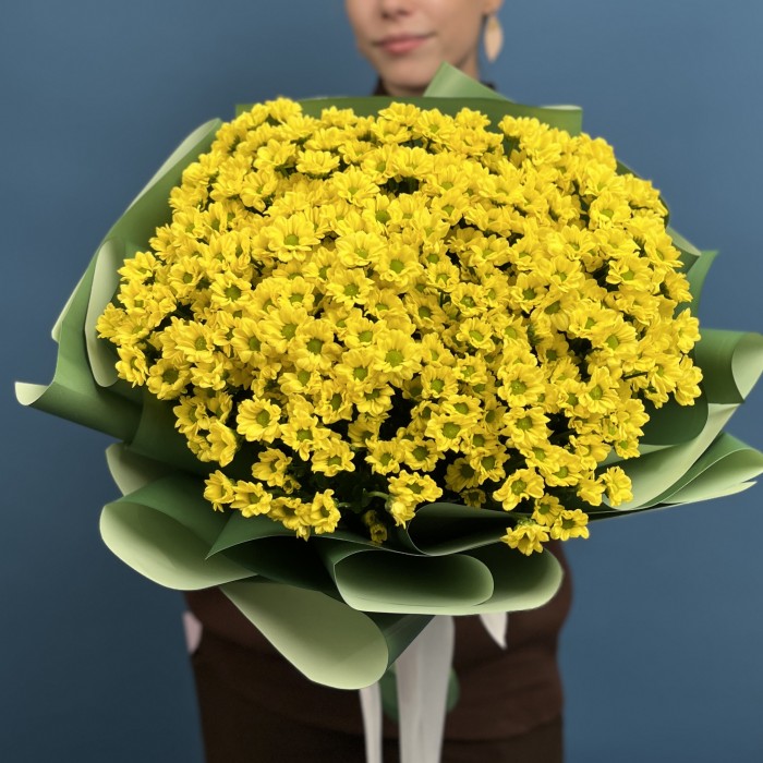 11 желтых хризантем сантини