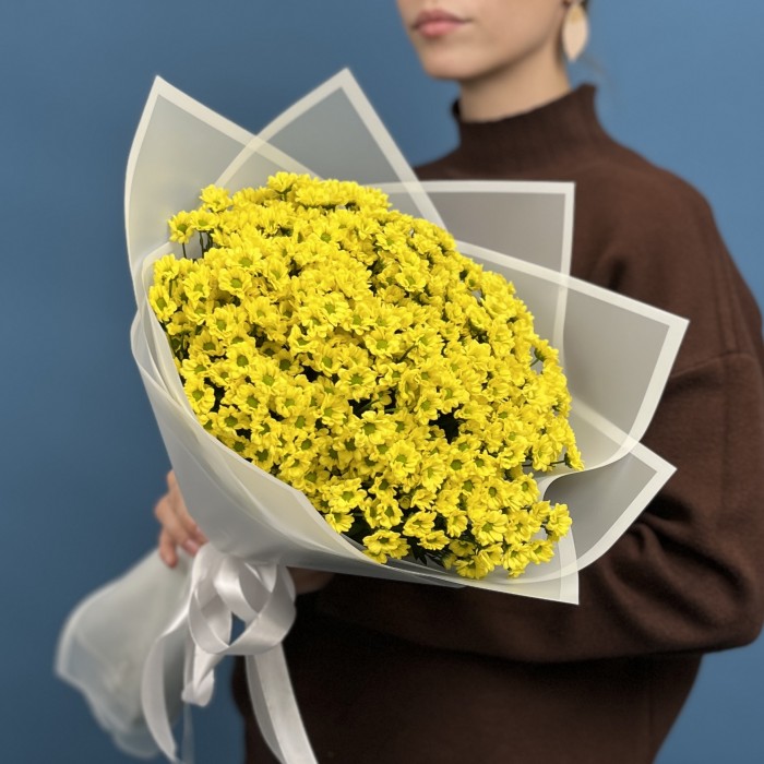 15 желтых хризантем сантини