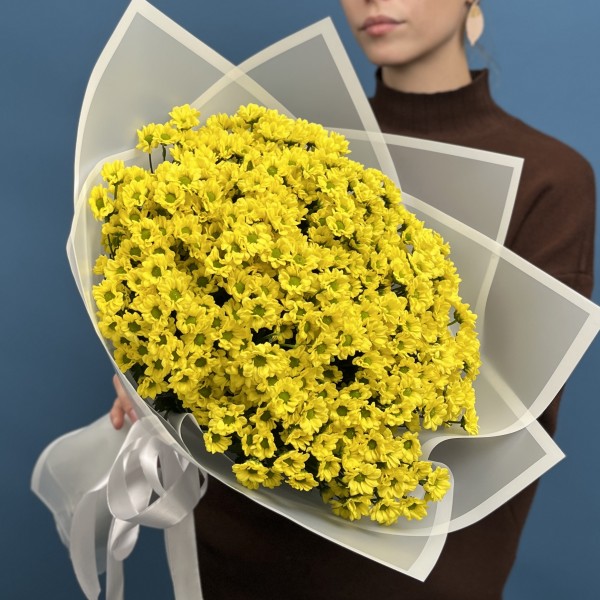 15 желтых хризантем сантини