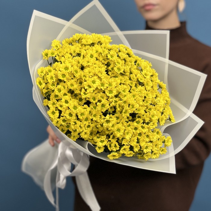 15 желтых хризантем сантини