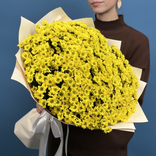 25 желтых хризантем сантини