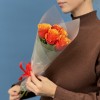 5 красно-оранжевых роз Испания 40 см
