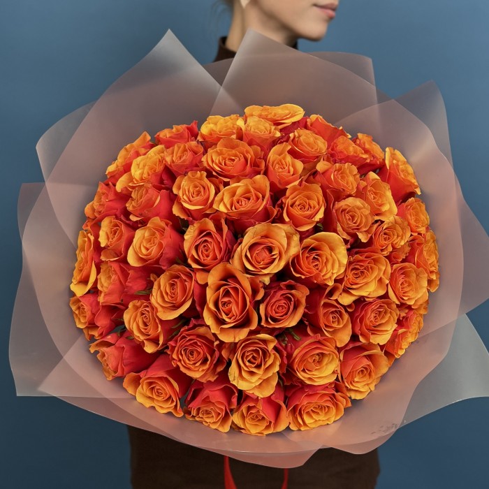 51 красно оранжевая роза Испания 40 см