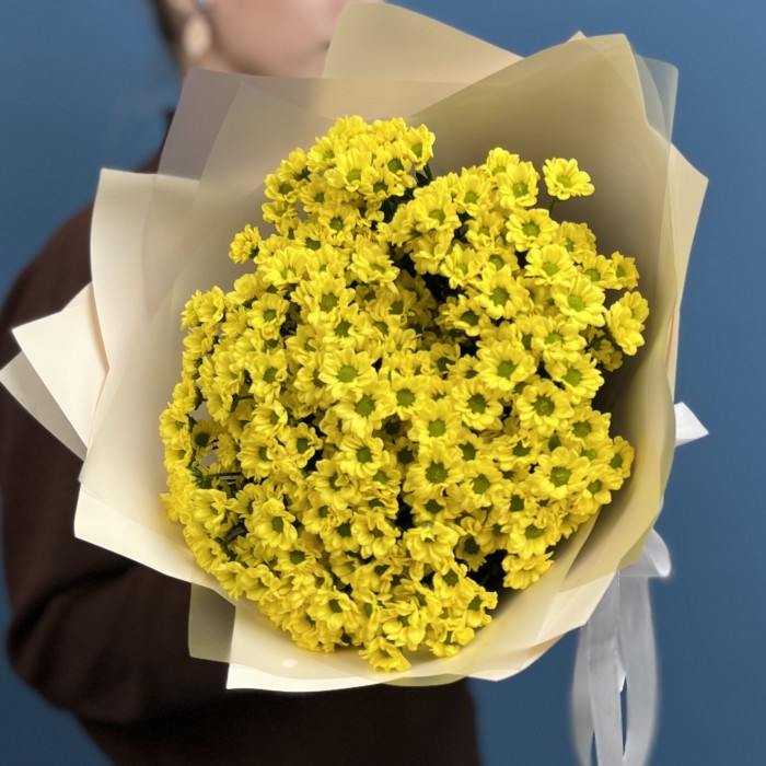 9 желтых хризантем Сантини