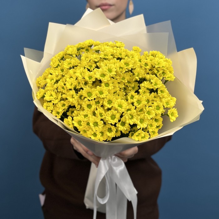 9 желтых хризантем Сантини