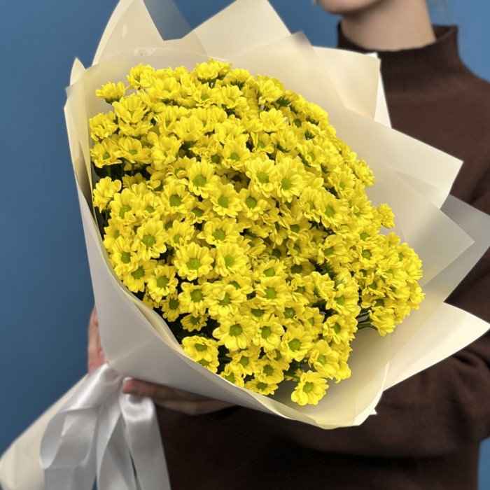 9 желтых хризантем Сантини