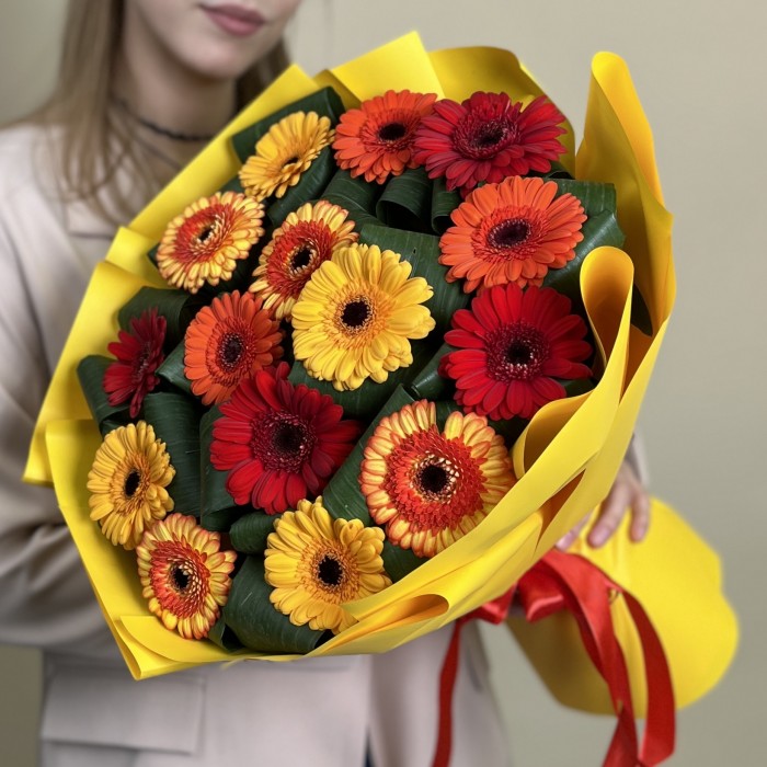 15 гербер микс с аспидистрой