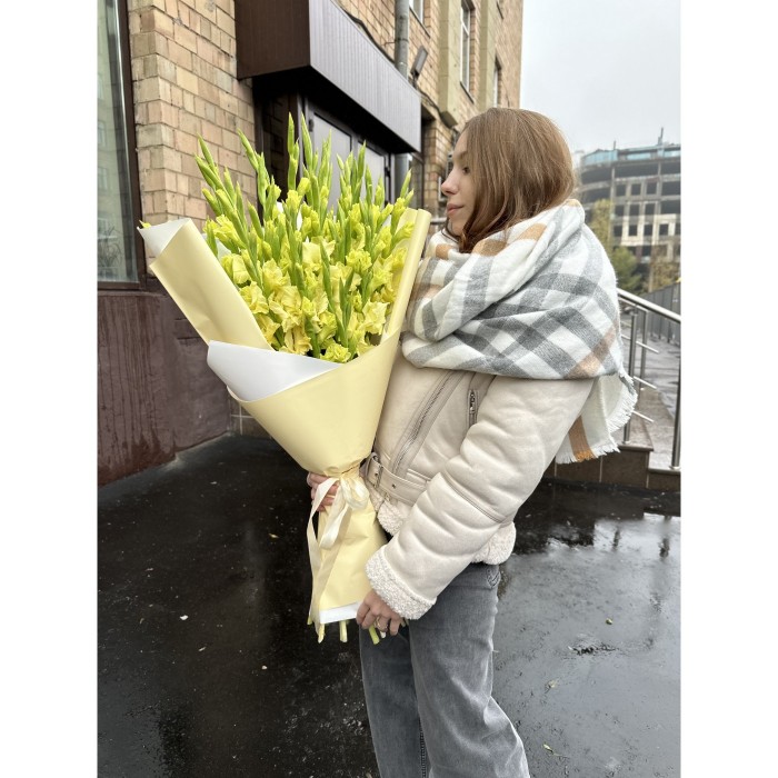 27 зеленых гладиолусов