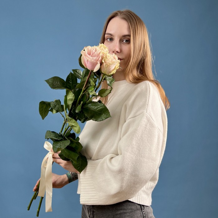 3 розы Пинк Мондиаль 70 см