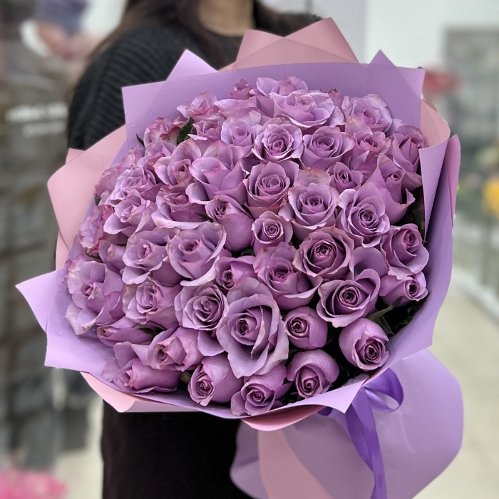 51 сиреневая роза 50 см