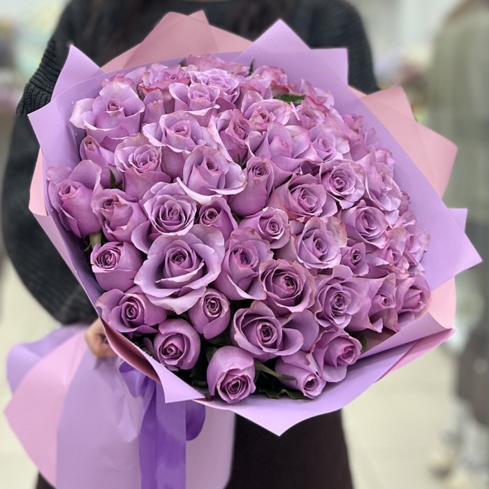 51 сиреневая роза 50 см