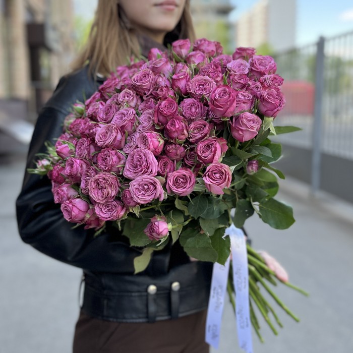 Кустовая пионовидная роза Пурпл Куин высотой 60 см