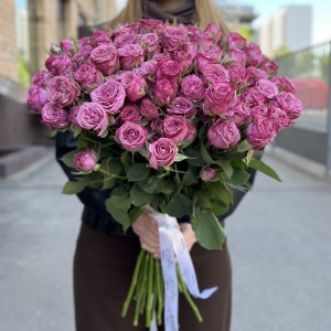 Кустовая пионовидная роза Пурпл Куин высотой 60 см