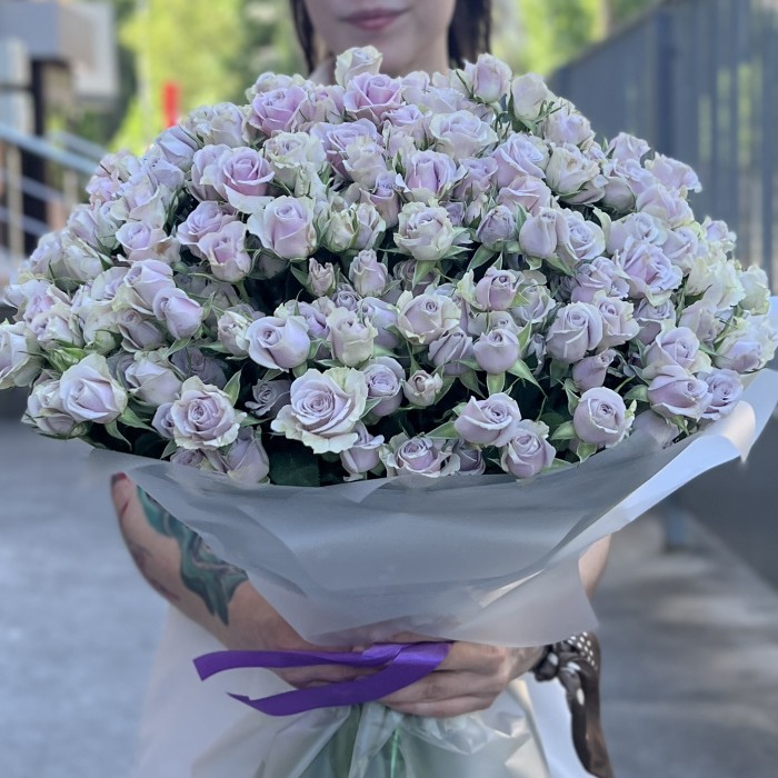 51 сиреневая кустовая роза Сильвер Шедоу 50 см