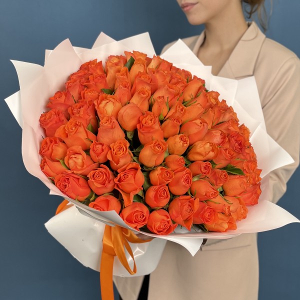 101 оранжевая Роза копакабана 40 см