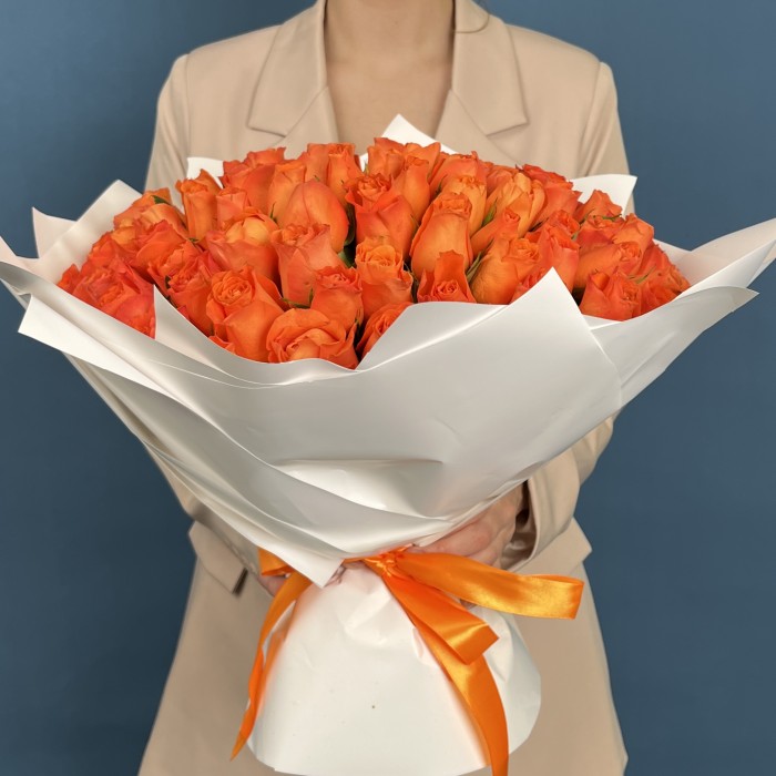 101 оранжевая Роза копакабана 40 см