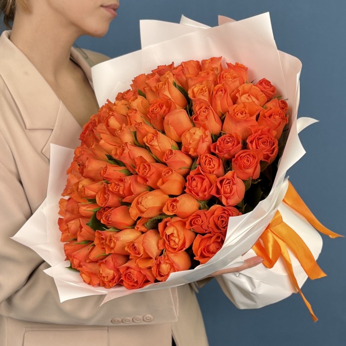 101 оранжевая Роза копакабана 40 см