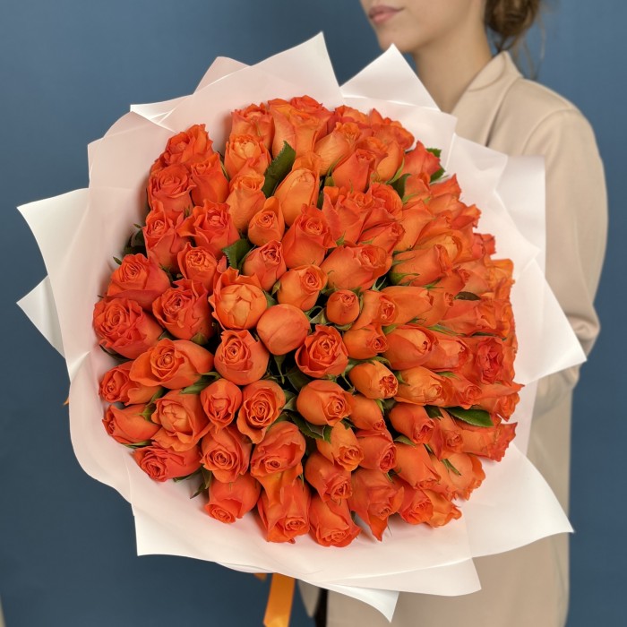 101 оранжевая Роза копакабана 40 см