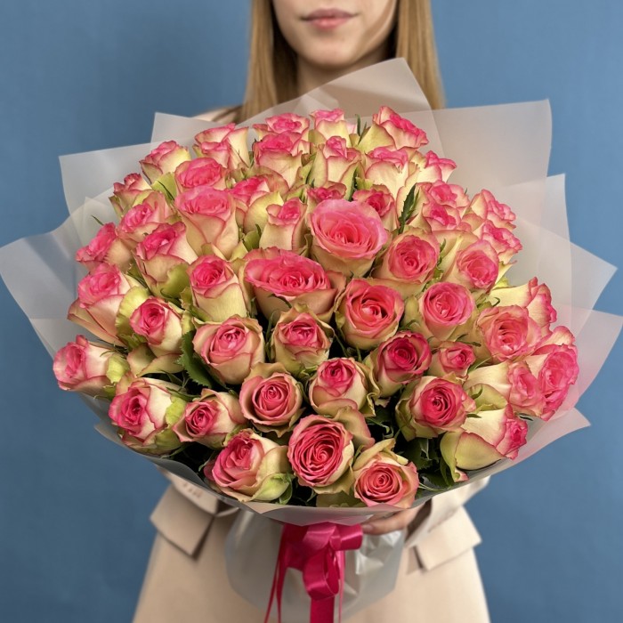 51 Зелено-розовая роза Глоу 40 см