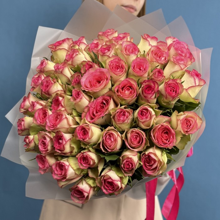51 Зелено-розовая роза Глоу 40 см