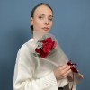 3 красные кустовые розы Рубикон 40 см с эвкалиптом