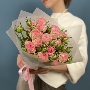 5 кустовых пионовидных роз Фенси Блоссом 50 см