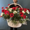 51 красный и белый Анемон в корзине