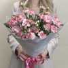 Букет из 15 белых гвоздик с красной каймой