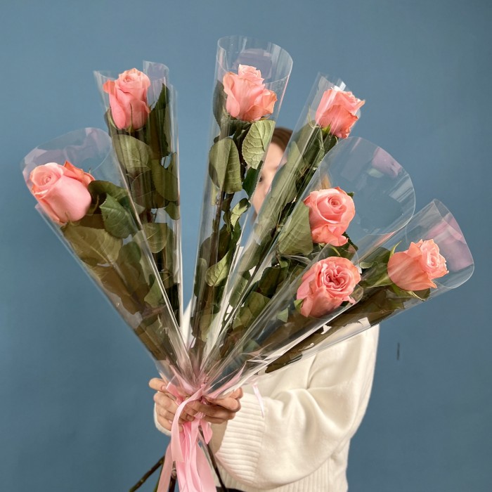 1 розовая роза Би Свит 70 см