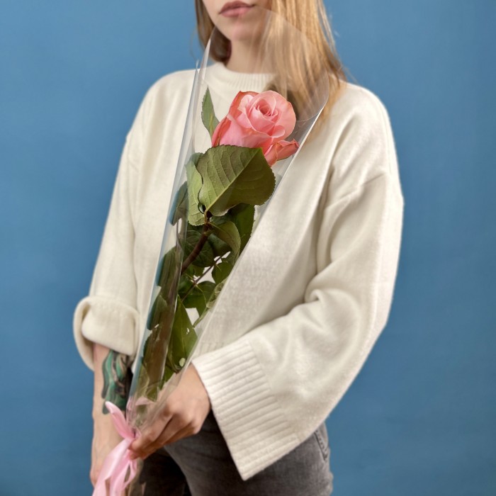 1 розовая роза Би Свит 70 см