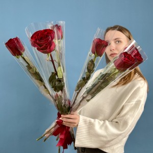 1 длинная красная роза Хартс 70 см