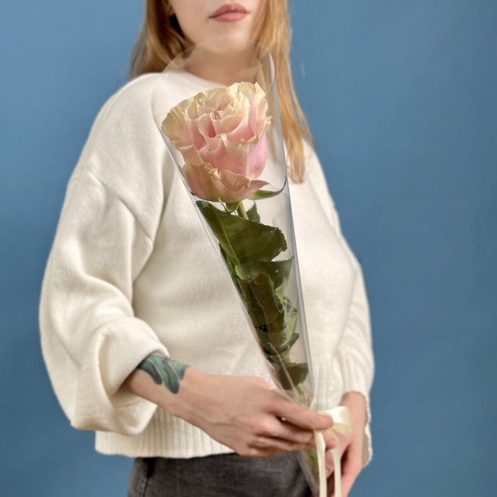 1 розовая роза Пинк Мондиаль 70 см