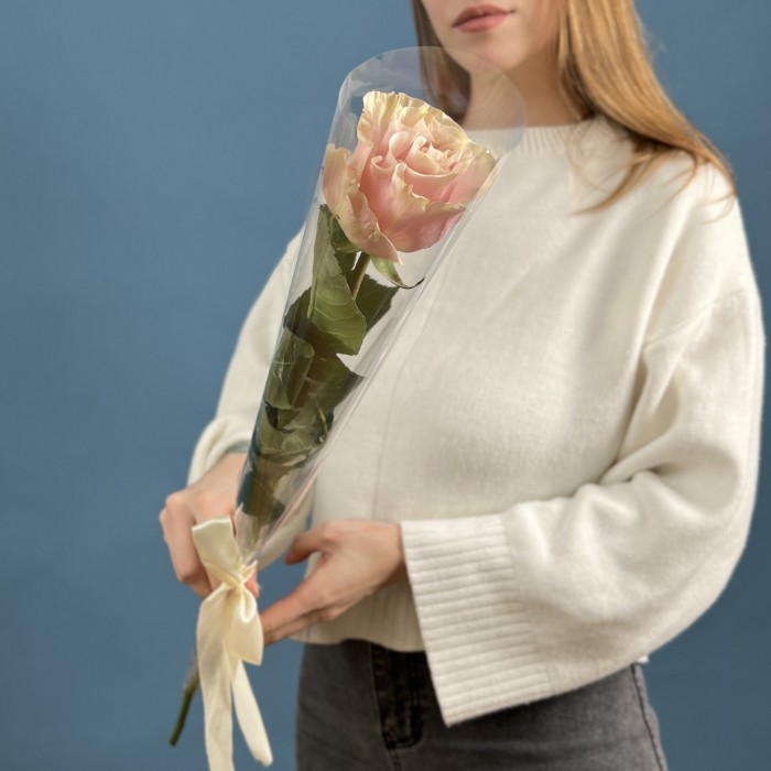 1 розовая роза Пинк Мондиаль 70 см