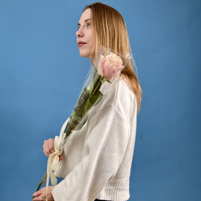 1 розовая роза Пинк Мондиаль 70 см