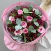 9 роз мандала с малиновой альстромерией