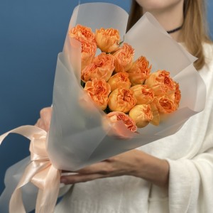 5 кустовых пионовидных роз Оранж Трендсеттер 40 см