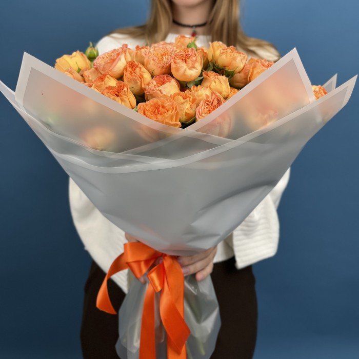 51 кустовая пионовидная Роза Оранж Трендсеттер 50 см