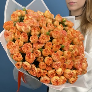 51 кустовая пионовидная Роза Оранж Трендсеттер 40 см