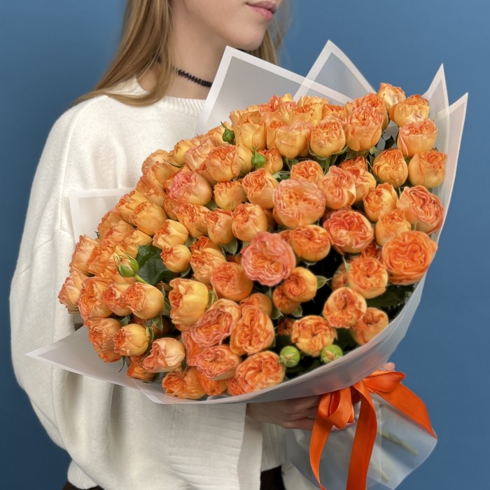 51 кустовая пионовидная Роза Оранж Трендсеттер 50 см