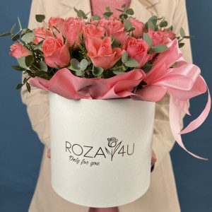 25 коралловых роз Эйс Пинк в коробке