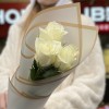 3 длинные белые розы 70 см